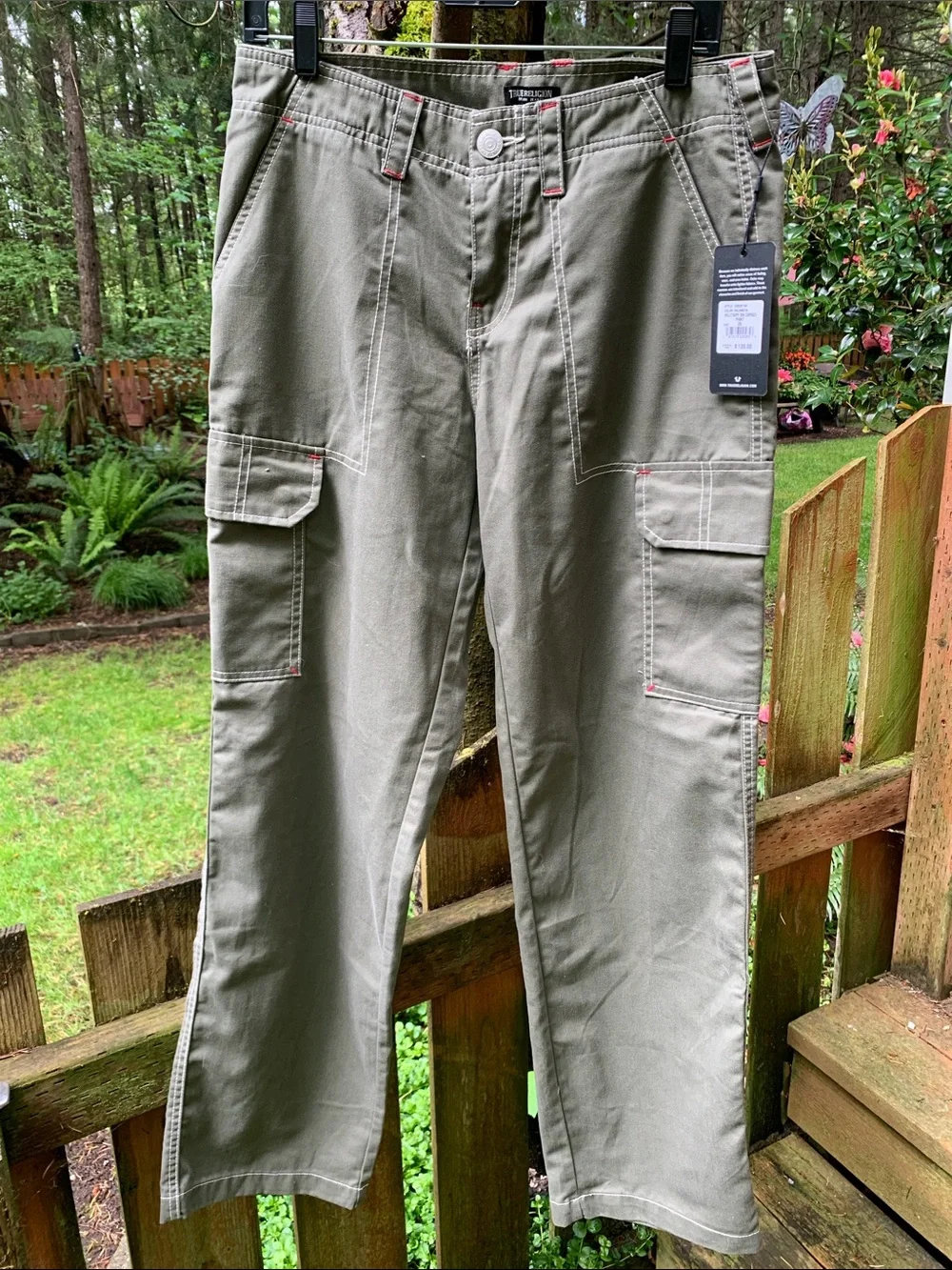 True Religion Olive Cargo Utility Pants NWT